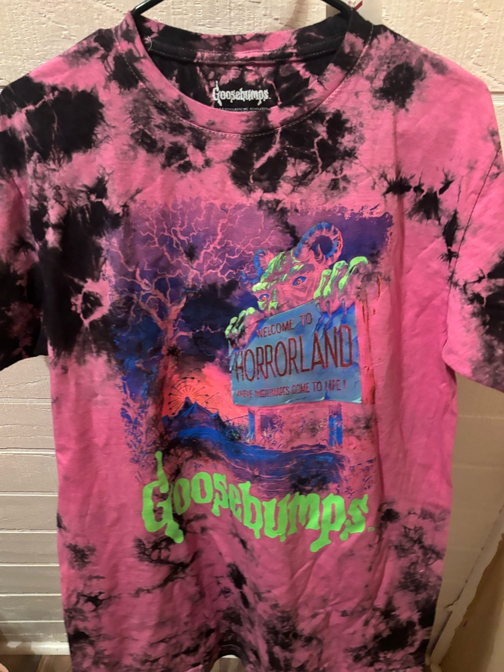 Goosebumps Short Sleeve Tie-Dye Tee - Pink & Black